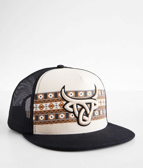 Lost Calf Luka Trucker Hat - Black/Cream , Men's Brown Embroidered logo southwestern graphic snapback hat One size fits most. Apparel & Accessories > Clothing Accessories > Hats Western Flat Bill Hats, Country Wishlist, Ariat Hats, Country Hat, Cute Country Couples, Hats Western, Casual Country Outfits, Country Hats, Cowgirl Accessories