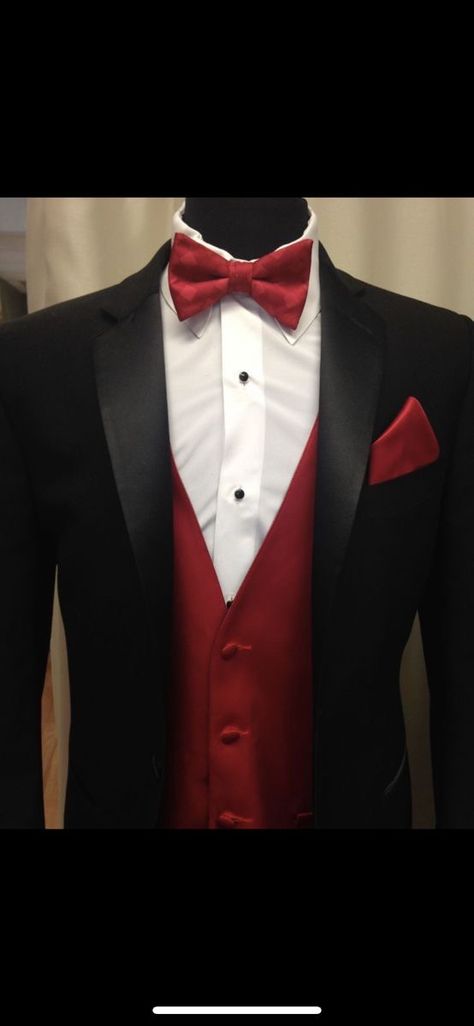 Tuxedo With Red Tie, Black Suit With Red Accents, Black Suit With Red Tie, Black And Red Tuxedo, Black And Red Tux, Red Tux, Suit With Red Tie, Tuxedo With Tails, Wedding Strawberries