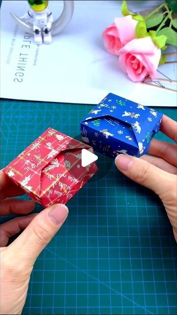 Origami Box Instructions, Paper Bows Diy, Paper Box Tutorial, Origami Box Tutorial, Pretty Gift Wrapping Ideas, Origami Gift Box, Gift Wrapping Techniques, Paper Bow, Gifts Wrapping Diy