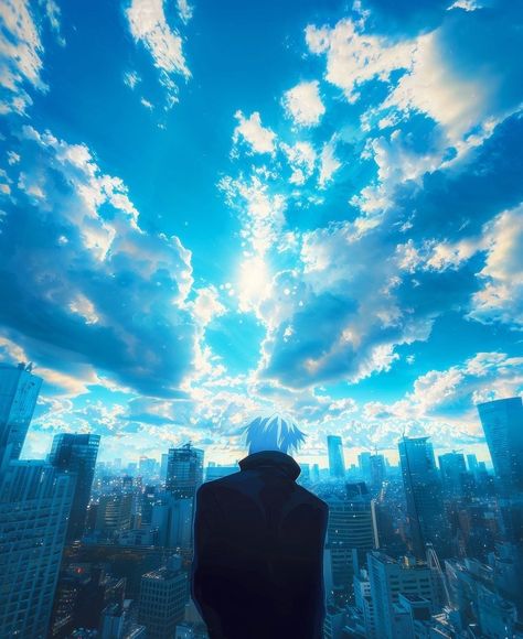 Gojo Satoru, Blue Aesthetic, Jujutsu Kaisen, Jujutsu, The Sky, Anime, Blue