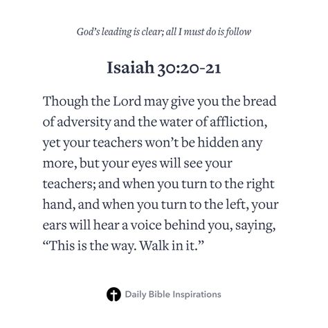 You Will Hear A Voice Behind You, Isaiah 30:20-21, Isaiah 30 21, Isaiah 30, Awesome God, Daily Devotions, Daily Devotional, Bible Inspiration, Scripture Verses