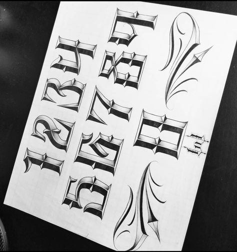 Number Tattoo Fonts Calligraphy, Tattoo Lettering Styles Numbers, Chicano Number Fonts, Lettering Numbers Tattoo, Tattoo Fonts Ideas, Chicano Numbers, Number Fonts Tattoo, Lettering Cholo, Tattoo Numbers