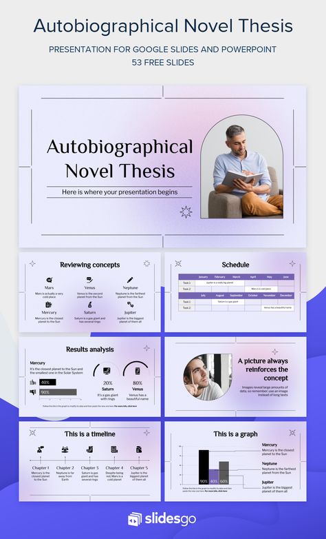 Defend your thesis on an autobiographical novel with this elegant Google Slides and PowerPoint template - download it now! Slidesgo Templates, Presentation Slides Design, Powerpoint Slide Designs, Presentation Design Layout, Slides Design, Powerpoint Design Templates, Powerpoint Presentation Design, Presentation Design Template, Ppt Design