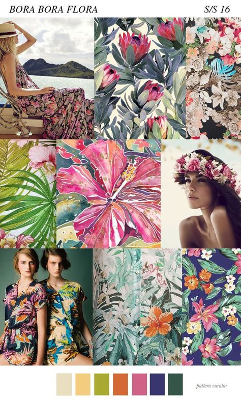 Tropical Mood Board  | #mood #moodboard #summer #tropical Pattern Curator, Fashion Design Inspiration, Color Trends Fashion, Colour Trends, 2016 Trends, Print Trends, Bora Bora, Spring Summer 2016, A Collage