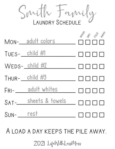 Creating A Schedule, Laundry Schedule, Schedule Printable, Parenting Done Right, Laundry Signs, Family Of 5, Doing Laundry, Schedule Template, Cleaning Schedule