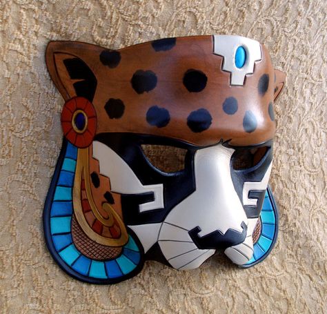 Mayan Jaguar mask #1 by merimask.deviantart.com on @deviantART Mayan Jaguar, The Lion King Musical, Jaguar Mask, Mayan Mask, Aztec Mask, Lion King Musical, Mexican Mask, Aztec Culture, Mayan Art