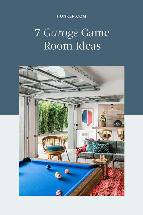 Garage To Game Room Ideas, Turn Garage Into Game Room, Garage To Entertainment Room, Garage Party Room Ideas, Garage Makeover Game Room, Garage Hang Out Space Ideas, Garage Game Room Converted, Garage Hangout Space, Garage Sitting Area Ideas