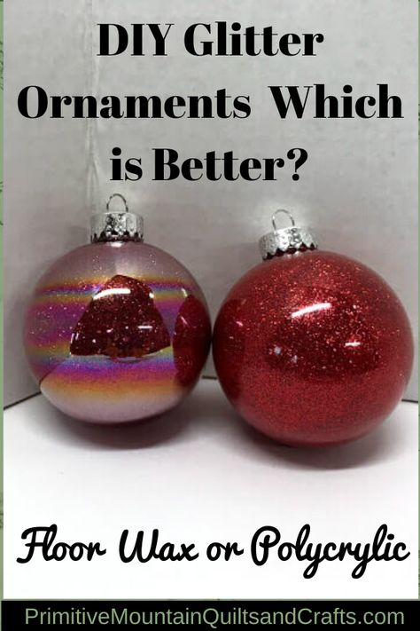 DIY Glitter Ornaments Which is Better? Floor Wax or Polycrylic | Diy Christmas Glitter Ornaments Glass Ball, How To Glitter Ornaments, Red Glitter Ornaments, Diy Glitter Christmas Ornaments, Decorating Glass Ornaments, How To Put Glitter In Ornaments, Red Christmas Ornaments Diy, Diy Christmas Balls Ornaments, Polycrylic Ornaments