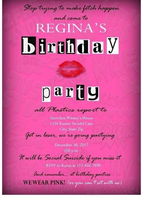 Mean Girls Party, Bday Party Theme, Pink Birthday Party, 13th Birthday Parties, Birthday Party For Teens, 18th Birthday Party, Bday Girl, 14th Birthday, Sweet 16 Parties