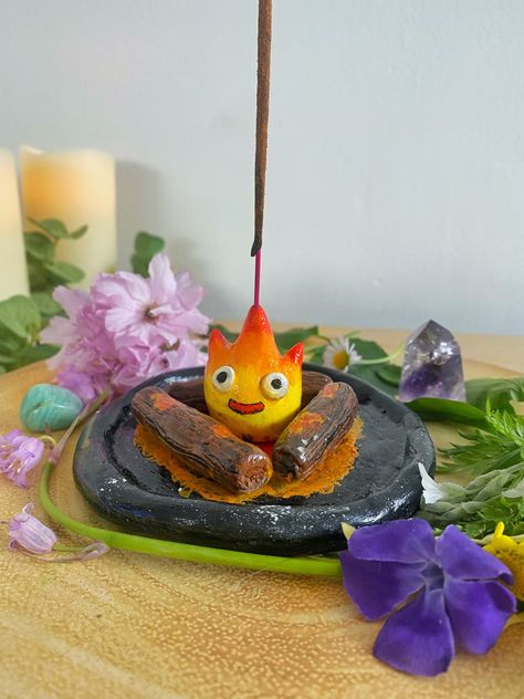 Pretty Incense Holder, Pokemon Incense Holder, Clay Incense Tray, Ghibli Incense Holder, Studio Ghibli Incense Holder, Polymer Incense Holder, Cute Incense Holder Clay Diy, Calcifer Incense Holder, Cute Clay Incense Holder