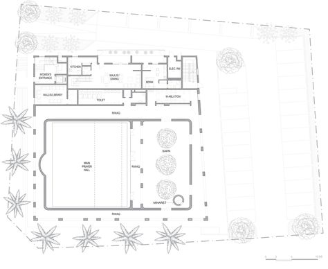 Gallery of Al Warqa’a Mosque / ibda design - 16 Masjid Architecture, Mosque Design Concept, Mosque Site Plan Architecture, Mosque Design Islamic Architecture Plan, Contemporary Mosque Design, Mosque Section, Mosque Design Islamic Architecture, Communal Space, Mosque Design