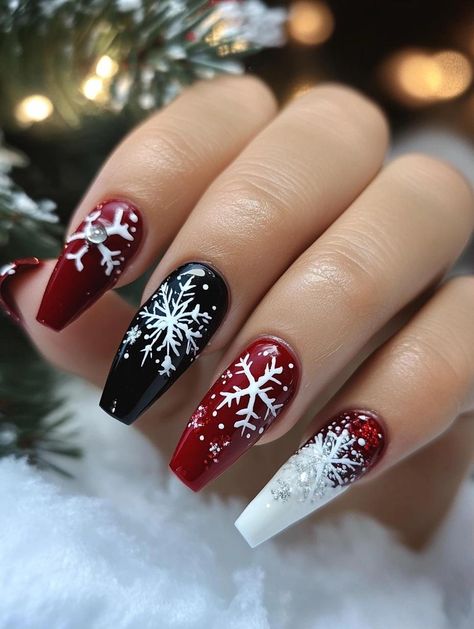 Tis the season for fabulous French tips with a holiday twist! Explore 30 stunning Christmas nail designs that'll make your hands the talk of every winter gathering. From delicate holly leaf accents to sparkling ombre effects, these festive manicures capture the joy and magic of the season. Get ready to shine! Ombre Christmas Nails Winter, Glittery French Tip Nails, Coffin Nails Christmas, Holiday Manicure Ideas, Snowflake Christmas Nails, Christmas French Nails, White Winter Nails, Holiday Nail Art Ideas, Acrylic Christmas Nails