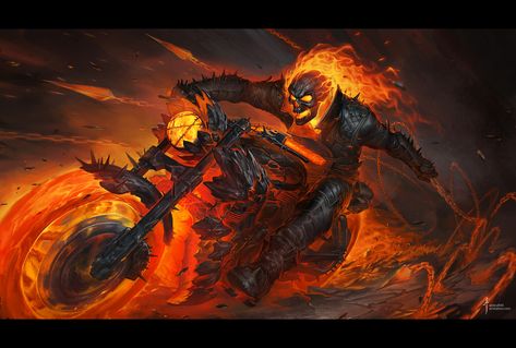 ArtStation - ghost rider fanart, amirul hhf Alien Motorcycle, Ghost Rider Fanart, Ghost Rider Drawing, Red Warrior, Space People, Fantasy Space, Ghost Rider Pictures, Ghost Rider Wallpaper, Arte Nerd