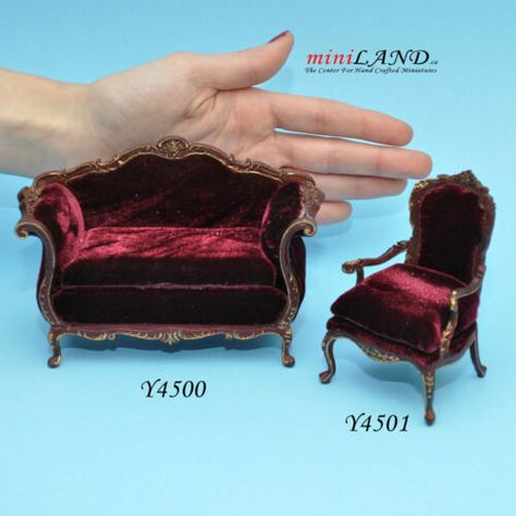 Victorian Dollhouse Furniture, Victorian Armchair, Miniature Food Tutorials, Victorian Sofa, Miniature Tutorials, Dollhouse Projects, Haunted Dolls, Victorian Dollhouse, Dolls House Interiors