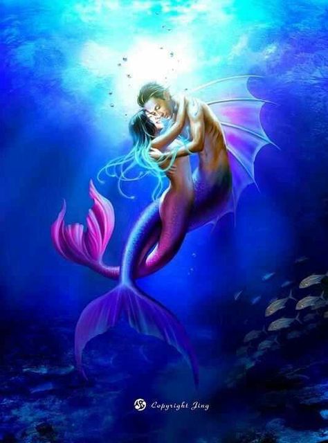 Mermaid & merman Mermaid Couple Art, Mermaid Couple, Mermaid In Love, Mermaid Illustrations, Mermaid Artwork, Mermaid Illustration, Mermaids Sirens, Fantasy Mermaids, Mermaid Siren