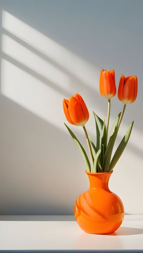 Flower Vase Picture, Orange Flowers Drawing, Orange Flowers Bouquet, Tulip In Vase, Vase With Tulips, Tulip Background, Tulips Photography, Vase Tulips, Orange Video