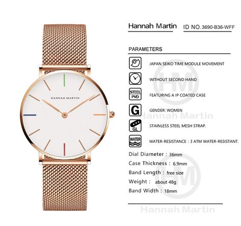 Japan Quartz Movement High Quality 36mm Hannah Martin Women Stainless Steel Mesh Rose Gold Waterproof Ladies Watch Dropshipping https://rawedat.com/japan-quartz-movement-high-quality-36mm-hannah-martin-women-stainless-steel-mesh-rose-gold-waterproof-ladies-watch-dropshipping/ #fashion 🍀🌻🍀#womenfashion 💞 🌼 💞 #love 💞💗💞#women Wrist Watches For Women, Female Watch, Hannah Martin, Dome Camera, Crystal Watches, Watches For Women, Girls Watches, Stainless Steel Mesh, Rose Gold Watch