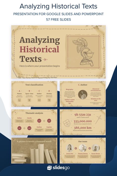 Analyzing Historical Texts Historical Ppt Template, Historical Powerpoint Template, Historical Powerpoint Design, Historical Presentation Design, Historical Background For Powerpoint, Vintage Ppt Template, Google Slides Ideas, Google Slides Aesthetic, Canva Powerpoint Template