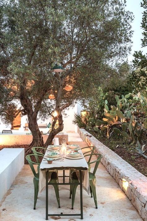 Villa Castelluccio, Greek Restaurant, Small Patio Garden, Design Villa, Italy Holidays, Mediterranean Garden, Olive Trees, Backyard Inspo, Small Patio