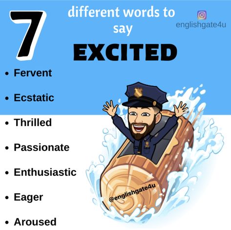 Other Words For Excited, Synonyms For Excited, Ielts Reading, English Dictionary, English Language Teaching, English Dictionaries, Words To Use, English Tips, Special Words