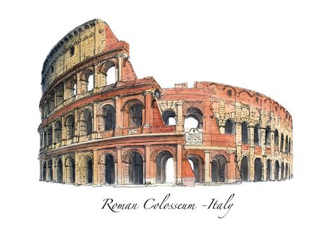 Colleseum Rome, Roman Drawings, Colosseum Italy, Rome Italy Colosseum, Roman Colosseum, Rome Art, Architecture Drawing Sketchbooks, Travel Drawing, Architecture Drawing Art