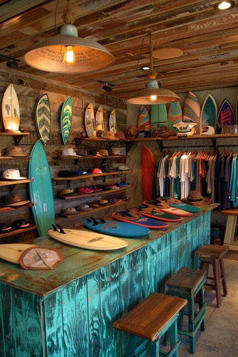 20+ Surf Shops with Stunning Interiors - TastyInteriors Surf Shop Interior, Surf Shop Aesthetic, Surf Cafe, Deco Surf, Surf Room Decor, Surf House Decor, Future Islands, Surfing Aesthetic, Surf Lodge