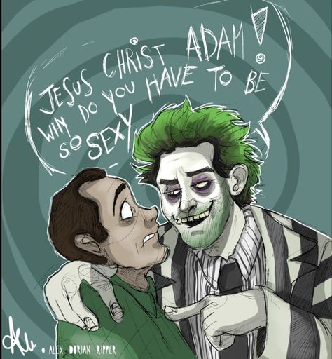 Beetlejuice And Adam, Adam X Beetlejuice, Beetlejuice X Adam Fanart, Beetlejuice X Adam, Beatle Juice, Beetlejuice Fan Art, Beetlejuice Cartoon, Alex Brightman, Beetlejuice Movie