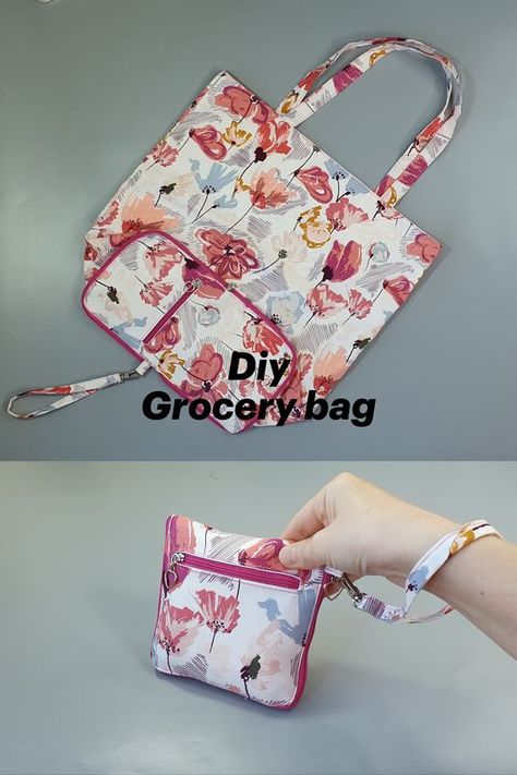 Foldable Bags Shopping, Foldable Reusable Bag, Foldable Bag Tutorial, Foldable Bag Diy, Sew Foldable Shopping Bag, Handmade Shopping Bags, Foldable Reusable Grocery Bags Pattern, Shopping Bag Patterns To Sew, Foldable Shopping Bag Pattern Free