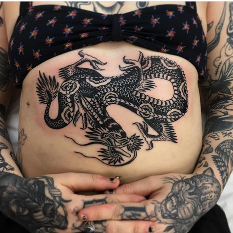 Photo by (egor_ches) on Instagram Lower Stomach Tattoos, Stomach Tattoos Women, Stomach Tattoo, Bookish Tattoos, Black Art Tattoo, Dragon Tattoo For Women, Tattoos Skull, Traditional Ink, Traditional Tattoo Design