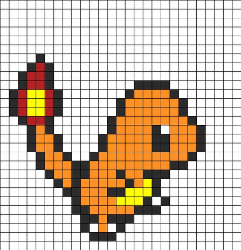 Charmander Perler Bead Pattern | Bead Sprites | Characters Fuse Bead Patterns Charmander Perler, Pixel Pokemon, Image Pixel Art, Pokemon Cross Stitch, Pokemon Bead, Pixel Art Pokemon, Pokemon Pattern, Pokemon Perler Beads, Fuse Bead Patterns