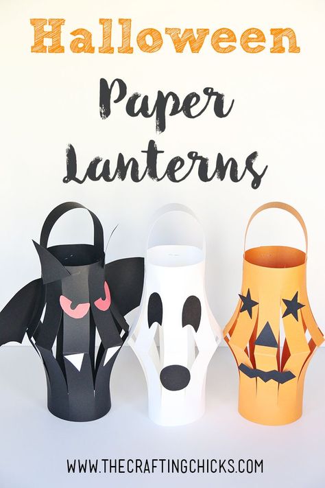 Halloween Paper Lantern Kid Craft on www.thecraftingchicks.com Halloween Paper Lanterns, Anniversary Party Games, Halloween Class Party, Halloween Fest, Hallowen Ideas, Halloween Crafts For Toddlers, Halloween Arts And Crafts, Halloween Lanterns, Adornos Halloween