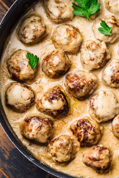 Meatballs Swedish, Best Swedish Meatballs, Homestyle Recipes, Beef And Pork Meatballs, Lingonberry Jam, Swedish Meatballs Recipe, Sip And Feast, Swedish Meatballs Easy, Meatballs And Gravy