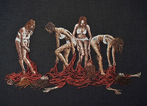 American Embroidery, Los Angeles Artist, Contemporary Embroidery, Embroidered Art, Japanese Embroidery, Feminist Art, Impressionist Art, Art Practice, Mixed Media Artists