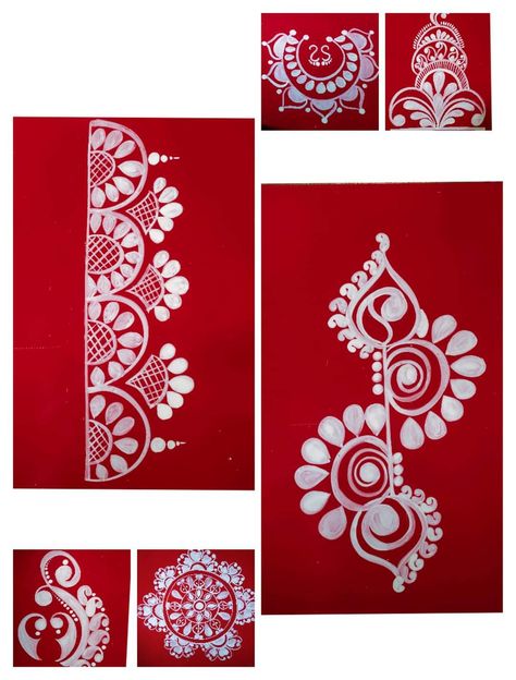 Owl Alpona, Kolka Design Patterns, Rangoli Designs Lotus, Painting Rangoli Design, Saree Drawing, Aipan Design, Owl Wallpaper Iphone, Aipan Art, Kolka Design