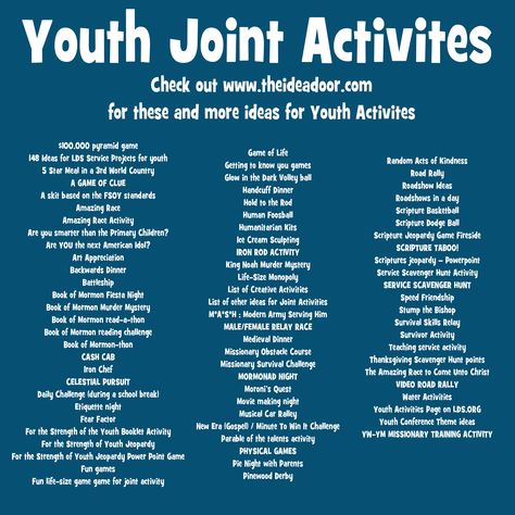 Activities and Combined Activities Mutual Activities After brief opening exercises, Young Women and Young Men activities are usually held separately. Class or quorum activities usually last 30 to 75 minutes. Activities give young women and young men opportunities to: Meet with other youth who share similar beliefs and standards. Feel…Read More Lds Mutual Activities, Lds Yw Activities, Lds Youth Activities, Church Youth Activities, Lds Young Women Activities, Mutual Activities, Youth Group Activities, Church Youth Group, Yw Activities