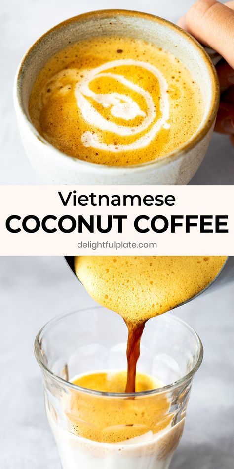 Vietnamese Coffee Recipe, Coconut Drinks, Vietnamese Coffee, Coconut Coffee, Healthy Coffee, Coffee Drink Recipes, Drink Milk, Coffee Cafe, Tea Recipes