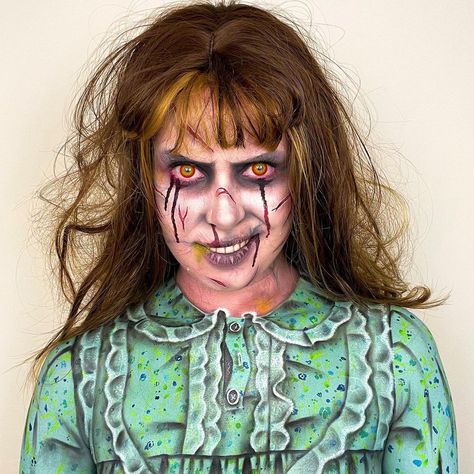 Exorcist Costume, The Exorcist Regan, Sfx Ideas, Coloured Contacts, Daily Contact Lenses, Soft Contact Lenses, Cosplay Contacts, Coloured Contact Lenses, Face Paint Makeup