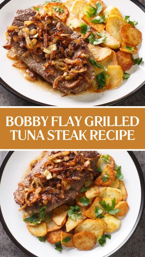 Bobby Flay Grilled Tuna Steak Recipe Pan Fried Tuna Steak, Tuna Steak Recipes Easy, Leftover Tuna Steak Recipes, Frozen Ahi Tuna Recipe, Blue Fin Tuna Recipes, Yellowfin Tuna Steak Recipes, Grilled Tuna Steak Recipes, Tuna Steaks Recipes, Fresh Tuna Steak Recipes