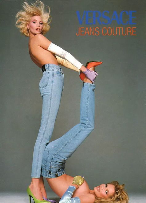 12 of the Sexiest Denim Campaigns of All Time Jojo Poses, Denim Editorial, Editorial Vogue, Vintage Editorials, Nadja Auermann, Mode Editorials, Original Supermodels, Vintage Versace, Richard Avedon