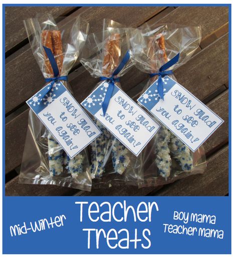 Boy Mama Teacher Mama | Mid-Winter Teacher Treats Winter Treats For Teachers, Winter Staff Appreciation Ideas, Winter Teacher Appreciation Ideas, Staff Ideas, Teacher Presents, General Gift Ideas, School Volunteer, Pto Ideas, Teacher Treats