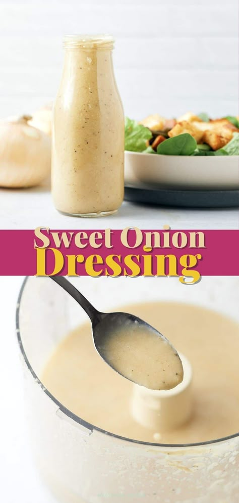 Sweet Onion Salad Dressing Recipe, Sweet Onion Dressing Recipe, Onion Dressing Recipe, Sweet Onion Dressing, Sweet Salad Dressings, Sweet Onion Sauce, Healthy Dressing Recipes, Best Salad Dressing, Vinaigrette Dressing Recipe