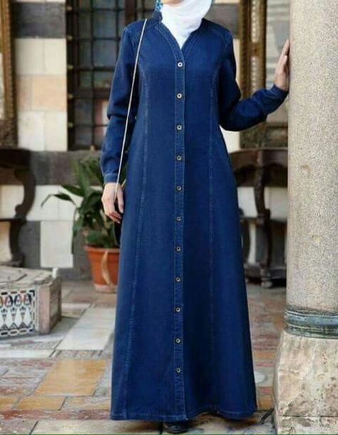 Jeans Abaya, Burqa Design, Denim Abaya, Simple Abaya Designs, Abaya Styles, Simple Abaya, Hijab Designs, Eid Outfits, Boho Dresses Long