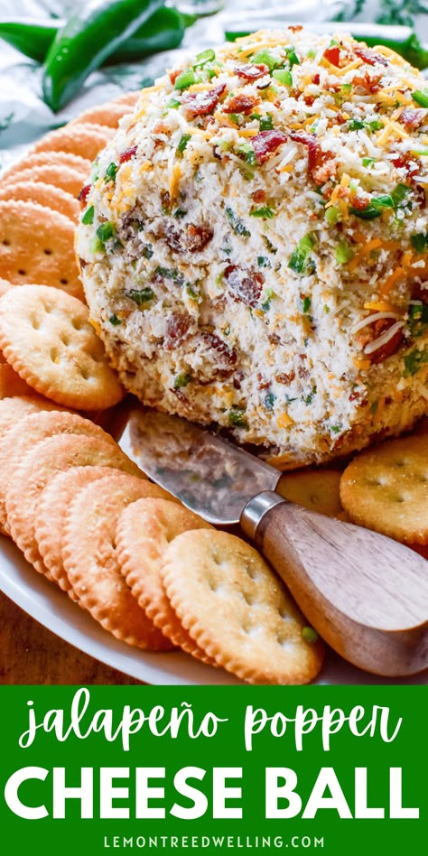 Jalapeno Cheeseball Recipes, Popper Cheese Ball, Cheese Ball Recipes Easy, Poppers Recipe, Best Appetizer Recipes, Cheese Ball Recipes, Recipes Appetizers And Snacks, Cheese Balls, Party Food Appetizers