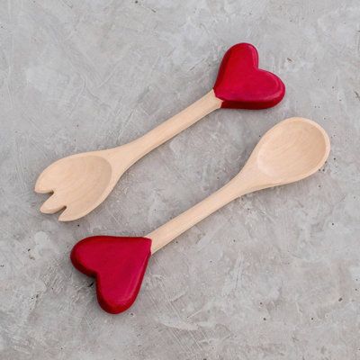 School Apartment, Salads Appetizers, Cypress Wood, Heart Themed, Red Kitchen, Buy Wood, Cute Kitchen, Med School, Serving Utensils