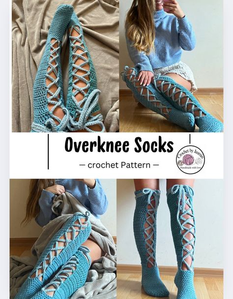 Free Crochet Leg Warmers Pattern, Crochet Knee High Socks Pattern Free, Knit Overknee Socks, Free Sock Crochet Pattern, Crochet Thigh Highs, Crochet Fishnet Stockings Pattern, Crochet Knee High Socks Free Pattern, Crochet Thigh High Socks Free Pattern, Crochet Knee High Socks