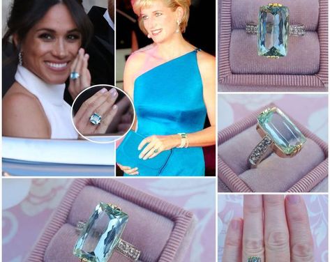 Diana Aquamarine Ring, Kate Engagement Ring, Princess Diana Jewelry, Princess Diana Style, Estilo Meghan Markle, Diana Style, Aquamarine Cocktail Ring, Harry Styles Nails, Long Flower Girl Dresses