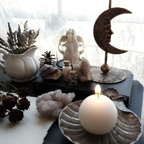 Selene Altar, Witchcraft Altar, Check Your Email, Witch Spirituality, Witches Altar, Witch Diy, Home Altar, Witch House, Season Of The Witch