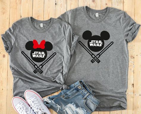 Star Wars Minnie Mouse & Mickey Mouse Matching Disney Couples | Etsy Mickey Shirts, Disney Matching Shirts, Star Wars Couples, Disney Family Vacation Shirts, Disney Couple Shirts, Minnie And Mickey, Matching Disney Shirts, Disney World Outfits, Disney Trip Shirts