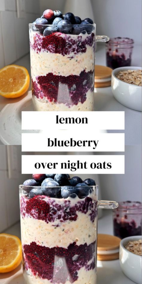 These High-Protein Lemon Blueberry Overnight Oats are such an easy and delicious breakfast recipe idea to make. They’re gluten-free, vegan and nut-free and such a great meal prep idea for breakfast. Lemon Blueberry Overnight Oats, Gluten Free Overnight Oats, Idea For Breakfast, Overnight Oats Recipe Easy, Oats Recipes Breakfast, Healthy High Protein Breakfast, Best Overnight Oats Recipe, Blueberry Overnight Oats, Protein Overnight Oats