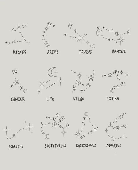 Tattoo Ideas Female Star Sign, Birthday Constellation Tattoo, December Star Sign Tattoo, Virgo Constellation Tattoo Designs, Minimalist Tattoo Zodiac Signs, Travel Tatoos Ideas, Sticker Tattoos Sleeve, Zodiac Star Tattoo, Zodiac Constellation Tattoos